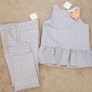 Janie and Jack peplum top with cropped pants.